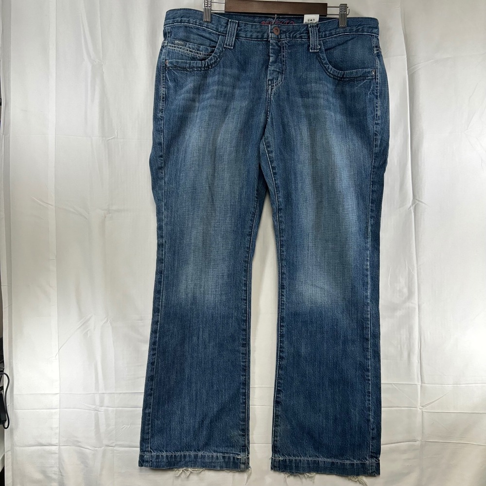 Cinch Bailey Jeans Women 33/15 R Blue Relaxed Straight Leg Frayed Hem 38x32